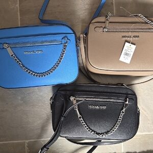 **This Listing Is Sold**Michael Kors Women's Crossbody Bag - Blue, Black, Tan
